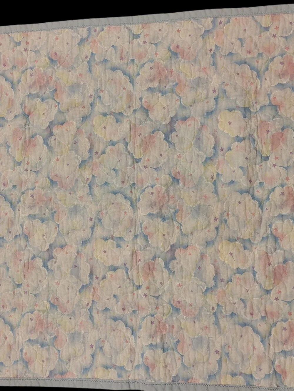 Vintage Whimsical Teddy Bears & Flying Dragon Baby Quilt With Pastel Colors